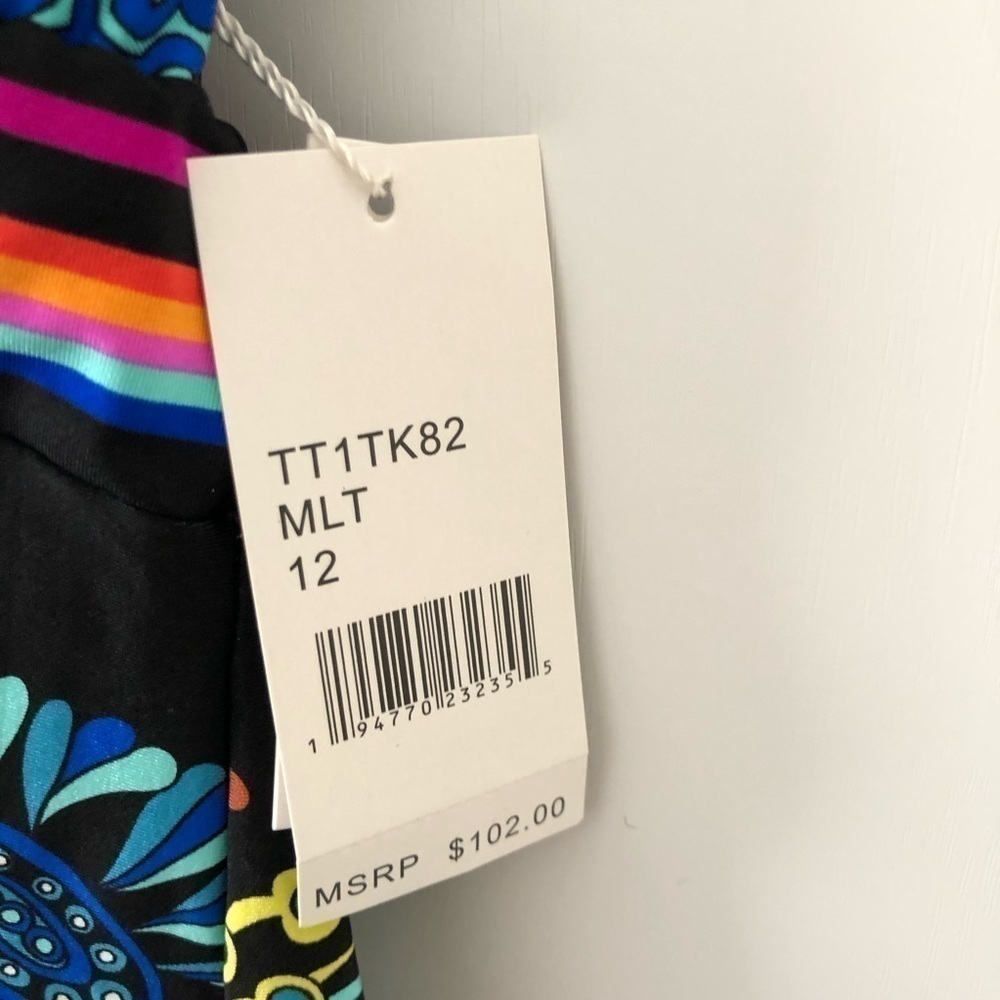 Trina Turk Floral Black Halter Tankini Swimsuit 12 - Picture 7 of 7